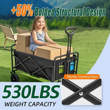 250KG Load Capacity 300L Large Capacity Heavy Duty Foldable Beach Car - All-Terrain Foldable Multi-Functional Handcart with Large Wheels, Side Pockets and Brakes - Durable Oxford Fabric and Stainless Steel Structure, Suitable for Camping, Garden, Sports a