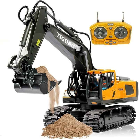 2.4G Remote Control Excavator Alloy Excavator Model Engineering Car Remote Control Car Boy Girl Unlimited Rotation - Larger 1/18 Scale Remote Control Excavator