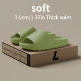 Unisex Soft Thick-Sole Slippers – 3.5cm Cushioned Comfort - Green - Size 10(AU10/EU41)