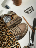 Leopard Print Sneakers Platform Chunky Shoes High-Top Casual Shoes Unisex - Leopard print brown - Size 12(AU12/EU45)