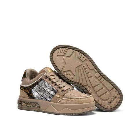 Leopard Print Sneakers Platform Chunky Shoes High-Top Casual Shoes Unisex - Leopard print brown - Size 6(AU6/EU39) In Australia - Darrahopens