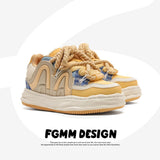 Amber Sneakers Vintage Unisex Shoes Couple Sneakers Classic Court Shoes - Cheese yellow - Size 11(AU11/EU44)