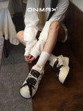 Camellia Platform Sneakers Chunky Canvas Shoes Unisex High-Top Sneakers Height - Camellia - Size 10(AU10/EU43) In Australia - Darrahopens