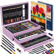 Darrahopens Home & Garden > Hobbies > Arts & Crafts Purple 175-Piece Deluxe Art Set with 2 Drawing Boards, Wax Crayons, Acrylic Paints, Colored Pencils, Wooden Storage Case – Professional Painting Kit, Art Supplies, Ideal Gift for Christmas, Halloween, and Back-to-School Season In Australia - Darrahopens