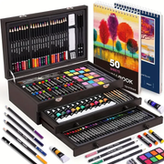 Darrahopens Home & Garden > Hobbies > Arts & Crafts Black 175-Piece Deluxe Art Set with 2 Drawing Boards, Wax Crayons, Acrylic Paints, Colored Pencils, Wooden Storage Case – Professional Painting Kit, Art Supplies, Ideal Gift for Christmas, Halloween, and Back-to-School Season In Australia - Darrahopens