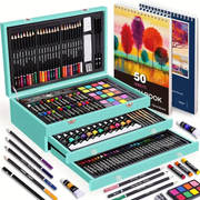 Darrahopens Home & Garden > Hobbies > Arts & Crafts Wood color 175-Piece Deluxe Art Set with 2 Drawing Boards, Wax Crayons, Acrylic Paints, Colored Pencils, Wooden Storage Case – Professional Painting Kit, Art Supplies, Ideal Gift for Christmas, Halloween, and Back-to-School Season