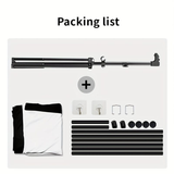 72in Portable and mobile projection screen with tripod stand, 16:9 HD format, suitable for home theater and indoor wall mounting. Made of polyester fabric, easy to set up and use. Ideal for office presentations and home entertainment, ready to use right o