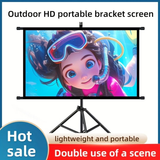 72in Portable and mobile projection screen with tripod stand, 16:9 HD format, suitable for home theater and indoor wall mounting. Made of polyester fabric, easy to set up and use. Ideal for office presentations and home entertainment, ready to use right o