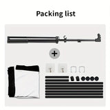 84inPortable and mobile projection screen with tripod stand, 16:9 HD format, suitable for home theater and indoor wall mounting. Made of polyester fabric, easy to set up and use. Ideal for office presentations and home entertainment, ready to use right ou