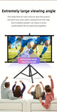 84inPortable and mobile projection screen with tripod stand, 16:9 HD format, suitable for home theater and indoor wall mounting. Made of polyester fabric, easy to set up and use. Ideal for office presentations and home entertainment, ready to use right ou