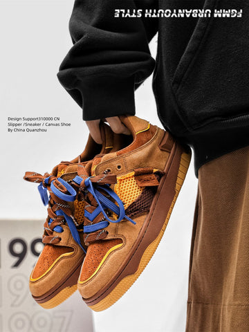 Vintage Sneakers Retro Skate Shoes Couple Matching Shoes Unisex Canvas Shoes - Camel - Size 10(AU10/EU41) In Australia - Darrahopens