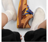Vintage Sneakers Retro Skate Shoes Couple Matching Shoes Unisex Canvas Shoes - Camel - Size 6(AU6/EU37)