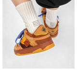 Vintage Sneakers Retro Skate Shoes Couple Matching Shoes Unisex Canvas Shoes - Camel - Size 6(AU6/EU37)