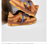 Vintage Sneakers Retro Skate Shoes Couple Matching Shoes Unisex Canvas Shoes - Camel - Size 6(AU6/EU37)