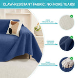 71" x 118" Couch Protector from Cat Claws, Waterproof Couch Cover Anti Slip,Couch Cover 3 Cushion Sofa Washable,Anti-Scratch Pet Sofa Cover Heavy Duty - Blue