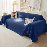 71" x 134" Couch Protector from Cat Claws, Waterproof Couch Cover Anti Slip,Couch Cover 3 Cushion Sofa Washable,Anti-Scratch Pet Sofa Cover Heavy Duty - Blue