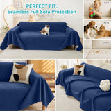 71" x 150" Couch Protector from Cat Claws, Waterproof Couch Cover Anti Slip,Couch Cover 3 Cushion Sofa Washable,Anti-Scratch Pet Sofa Cover Heavy Duty - Blue