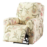 Recliner Cover Anti Scratch Lazy Recliner Chair Cover Protective Stretching Printed Reclining Chair Cover Sofa Slipcovers Convenient Elastic Reclining Chair Slipcover for Home - Beige - Size Three-seater