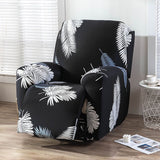 Recliner Cover Anti Scratch Lazy Recliner Chair Cover Protective Stretching Printed Reclining Chair Cover Sofa Slipcovers Convenient Elastic Reclining Chair Slipcover for Home - Black - Size One-seater