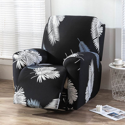 Recliner Cover Anti Scratch Lazy Recliner Chair Cover Protective Stretching Printed Reclining Chair Cover Sofa Slipcovers Convenient Elastic Reclining Chair Slipcover for Home - Black - Size Two-seater In Australia - Darrahopens