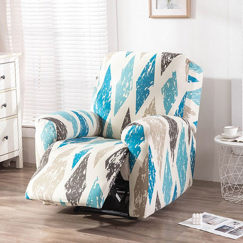 Recliner Cover Anti Scratch Lazy Recliner Chair Cover Protective Stretching Printed Reclining Chair Cover Sofa Slipcovers Convenient Elastic Reclining Chair Slipcover for Home - Sky Blue - Size One-seater In Australia - Darrahopens