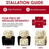 Recliner Cover Anti Scratch Lazy Recliner Chair Cover Protective Stretching Printed Reclining Chair Cover Sofa Slipcovers Convenient Elastic Reclining Chair Slipcover for Home - Sky Blue - Size Two-seater
