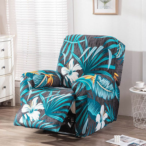 Recliner Cover Anti Scratch Lazy Recliner Chair Cover Protective Stretching Printed Reclining Chair Cover Sofa Slipcovers Convenient Elastic Reclining Chair Slipcover for Home - Turquoise - Size One-seater In Australia - Darrahopens