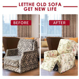Recliner Cover Anti Scratch Lazy Recliner Chair Cover Protective Stretching Printed Reclining Chair Cover Sofa Slipcovers Convenient Elastic Reclining Chair Slipcover for Home - Turquoise - Size Three-seater