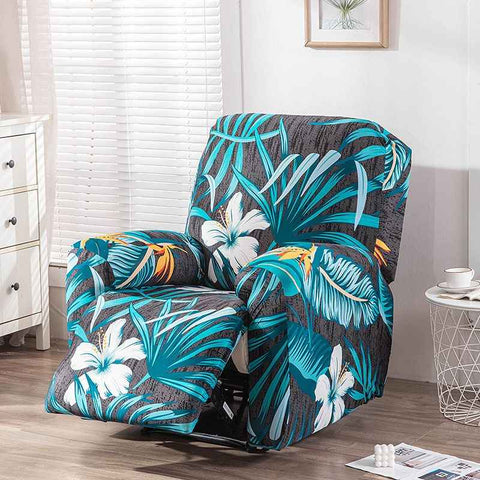 Recliner Cover Anti Scratch Lazy Recliner Chair Cover Protective Stretching Printed Reclining Chair Cover Sofa Slipcovers Convenient Elastic Reclining Chair Slipcover for Home - Turquoise - Size Two-seater In Australia - Darrahopens