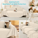71" x 134" Couch Protector from Cat Claws, Waterproof Couch Cover Anti Slip,Couch Cover 3 Cushion Sofa Washable,Anti-Scratch Pet Sofa Cover Heavy Duty - Beige