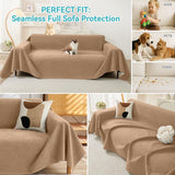 71" x 134" Couch Protector from Cat Claws, Waterproof Couch Cover Anti Slip,Couch Cover 3 Cushion Sofa Washable,Anti-Scratch Pet Sofa Cover Heavy Duty - Brown