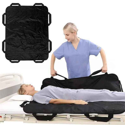 Positioning Bed Pad with Handles,48" × 40" Transfer Sheet for Repositioning,Turning and Lifting,Washable Positioning Bed Pads for Elderly,Patient,Handicap,Caregiver - Black - Size 2 pack