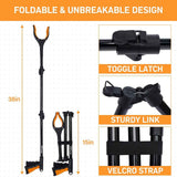38" Extra Long Grabber Reacher Tool – 2 Pack Extra Long Foldable Reacher Grabber Pickup Tools with 360° Rotating Jaw - Heavy Duty Pick Up Grabbers for Seniors, Trash, Surgery Recovery (Orange Blue)
