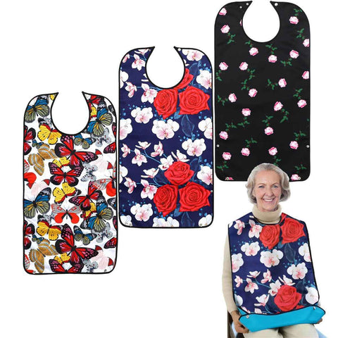 3 Pack Adult Bibs for Women, Reusable Adult Bibs for Eating with Optional Crumb Catcher, Waterproof Washable Dining Clothing Protector, Gifts for Women/Mom In Australia - Darrahopens