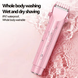 2-in-1 Waterproof Body Trimmer & Shaver – 3mm/6mm Guide, Floating Head, Painless Hair Removal for Women - White - Size 20cm
