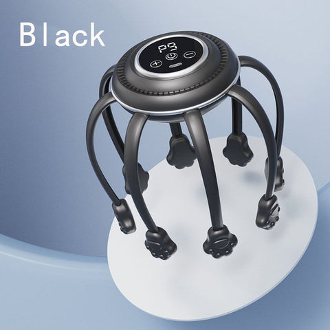 Smart Octopus Head Massager – 9 Modes, 360° Coverage, Wireless & Portable for Deep Relaxation - Black In Australia - Darrahopens