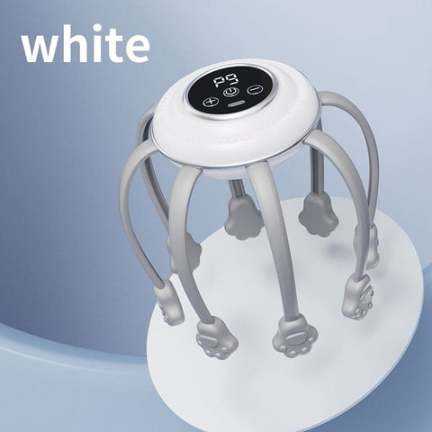 Smart Octopus Head Massager – 9 Modes, 360° Coverage, Wireless & Portable for Deep Relaxation - White In Australia - Darrahopens