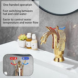 Swan-Shaped Bathroom Faucet – Single-Handle Single-Hole Sink Faucet, Deck-Mounted, Short Model, Elegant Vanity Faucet for Bathroom - Bronze - Size 19cm