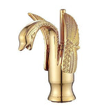 Swan-Shaped Bathroom Faucet – Single-Handle Single-Hole Sink Faucet, Deck-Mounted, Short Model, Elegant Vanity Faucet for Bathroom - Bronze - Size 19cm