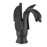 Swan-Shaped Bathroom Faucet – Single-Handle Single-Hole Sink Faucet, Deck-Mounted, Short Model, Elegant Vanity Faucet for Bathroom - Bronze - Size 19cm
