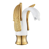 Swan-Shaped Bathroom Faucet – Single-Handle Single-Hole Sink Faucet, Deck-Mounted, Short Model, Elegant Vanity Faucet for Bathroom - Bronze - Size 19cm
