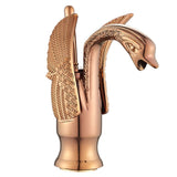 Swan-Shaped Bathroom Faucet – Single-Handle Single-Hole Sink Faucet, Deck-Mounted, Short Model, Elegant Vanity Faucet for Bathroom - Bronze - Size 19cm