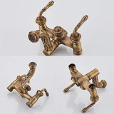 Bathtub Faucet with Handheld Shower – Antique Brass Wall-Mounted Multifunctional Mixer Tap, Hot & Cold Water, Vintage Bathroom Tub Faucet - Bronze - Size A In Australia - Darrahopens