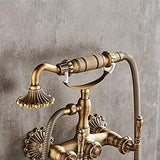 Bathtub Faucet with Handheld Shower – Antique Brass Wall-Mounted Multifunctional Mixer Tap, Hot & Cold Water, Vintage Bathroom Tub Faucet - Bronze - Size B