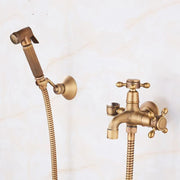 Darrahopens Home & Garden > Bathroom Accessories > Toilet & Bidet Accessories Antique Brass Faucet for Garden Hose, Fence, Bathroom & Outdoor Use – Durable and Stylish Faucet Accessory, Perfect for Home and Gardening - Bronze - Size Split Spray Gun Kit In Australia - Darrahopens