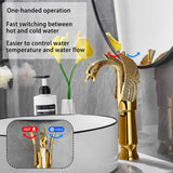 Swan-Shaped Single-Handle Single-Hole Vessel Faucet – Deck-Mounted Bathroom Sink Faucet, Tall Model, Elegant Vanity Faucet - Black - Size 33cm