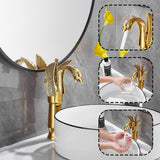 Swan-Shaped Single-Handle Single-Hole Vessel Faucet – Deck-Mounted Bathroom Sink Faucet, Tall Model, Elegant Vanity Faucet - Black - Size 33cm