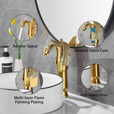 Swan-Shaped Single-Handle Single-Hole Vessel Faucet – Deck-Mounted Bathroom Sink Faucet, Tall Model, Elegant Vanity Faucet - Black - Size 33cm