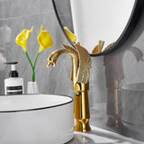 Swan-Shaped Single-Handle Single-Hole Vessel Faucet – Deck-Mounted Bathroom Sink Faucet, Tall Model, Elegant Vanity Faucet - Black - Size 33cm