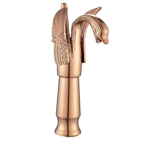 Swan-Shaped Single-Handle Single-Hole Vessel Faucet – Deck-Mounted Bathroom Sink Faucet, Tall Model, Elegant Vanity Faucet - Rose Gold - Size 33cm In Australia - Darrahopens